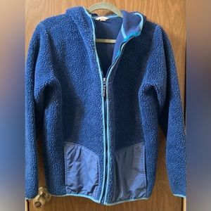 Land’s End Kids Jacket w/Hood, Size L 14-16, Dark Blue, Polyester